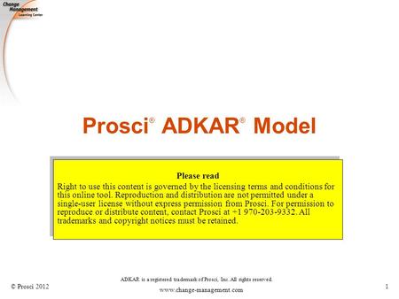 Prosci® ADKAR® Model Please read