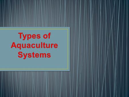 Types of Aquaculture Systems