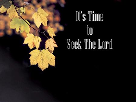 It’s Time to Seek The Lord  “Sow for yourselves righteousness, reap the fruit of unfailing love, and break up your unplowed ground; for it is time to.