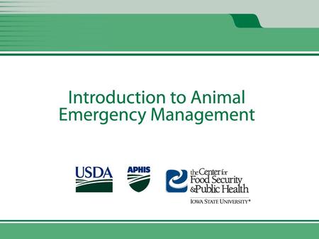Animal Emergency Management and Animal Emergency Response Missions Unit 2 Revised 2013.