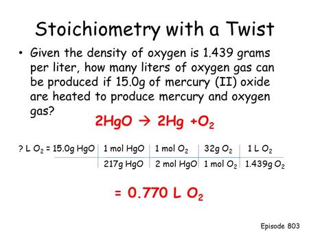 Stoichiometry with a Twist