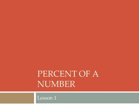 Percent of a number Lesson 1.