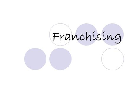 Franchising. Definition: A form of business organization in which a firm, which already has a successful product or service (the franchisor) enters into.