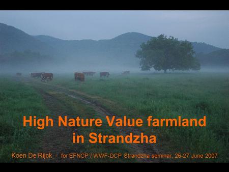 High Nature Value farmland in Strandzha Koen De Rijck - for EFNCP / WWF-DCP Strandzha seminar, 26-27 June 2007.