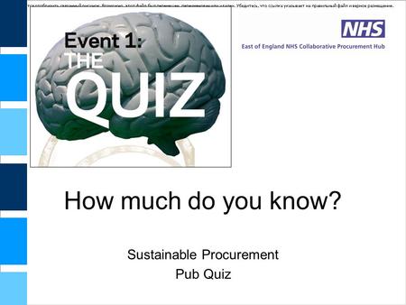 How much do you know? Sustainable Procurement Pub Quiz.