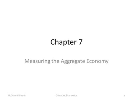 Measuring the Aggregate Economy