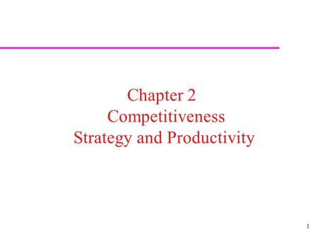 1 Chapter 2 Competitiveness Strategy and Productivity.