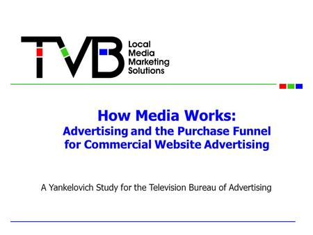 How Media Works: Advertising and the Purchase Funnel for Commercial Website Advertising A Yankelovich Study for the Television Bureau of Advertising.