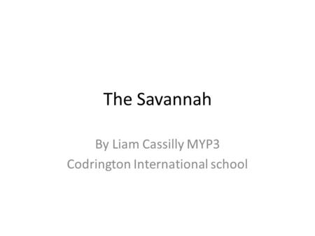 The Savannah By Liam Cassilly MYP3 Codrington International school.