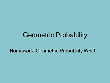 Geometric Probability