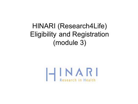 HINARI (Research4Life) Eligibility and Registration (module 3)