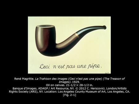 René Magritte. La Trahison des images (Ceci n’est pas une pipe) (The Treason of Images). 1929. Oil on canvas. 21-1/2 ✕ 28-1/2 in. Banque d'Images, ADAGP.