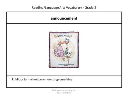 Reading/Language Arts Vocabulary - Grade 2