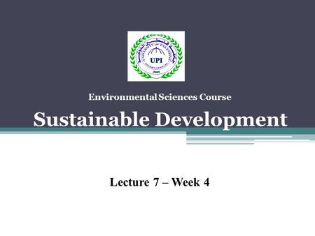 Environmental Sciences Course Sustainable Development