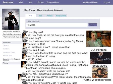 Facebook Elvis Presley\Blue moon boys deceased WallInfoPhotosSongs/VideosArtist/Band NameLogout View photos of Artist/Band Send Artist/Bank a message Artist/Band.