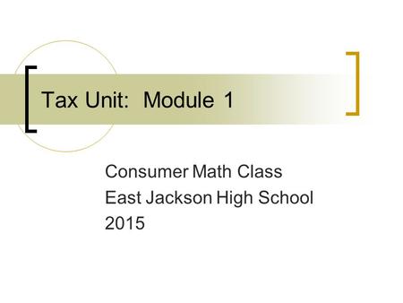 Consumer Math Class East Jackson High School 2015
