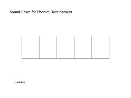 Sound Boxes for Phonics Development (radish). Writing Words for Phonics Development a e e i o g n n r t.