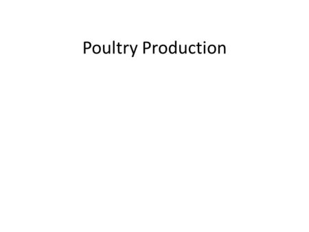 Poultry Production.