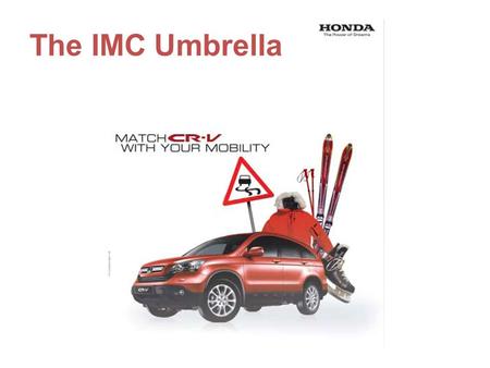 The IMC Umbrella. IMC MANAGEMENT Managing IMC Campaigns Managing 360-Degree Communication The Integration Triangle Ten Principles of IMC.