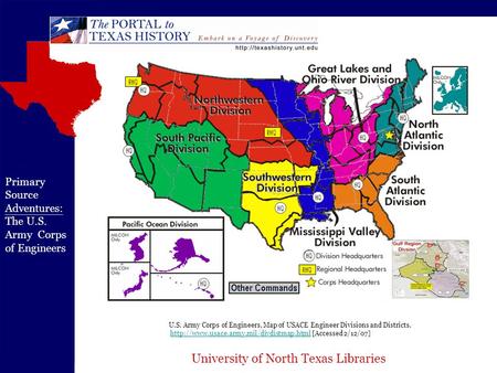 University of North Texas Libraries U.S. Army Corps of Engineers, Map of USACE Engineer Divisions and Districts.