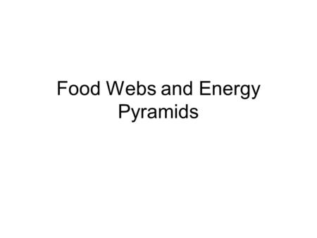 Food Webs and Energy Pyramids