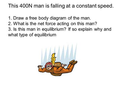 This 400N man is falling at a constant speed. 1