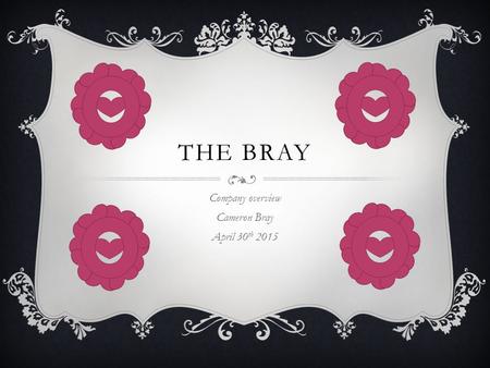 THE BRAY Company overview Cameron Bray April 30 th 2015.