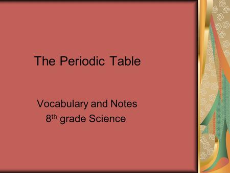 Vocabulary and Notes 8th grade Science