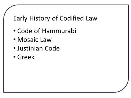 Early History of Codified Law