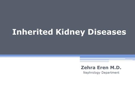 Inherited Kidney Diseases Zehra Eren M.D. Nephrology Department.