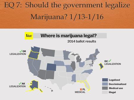 Bell Ringer: Read and annotate Marijuana legalized states stat sheet.