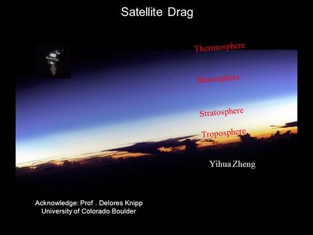 Satellite Drag *Developed by members of the Department of Physics, USAFA and the NCAR High Altitude Observatory Stratosphere Troposphere Thermosphere Mesosphere.
