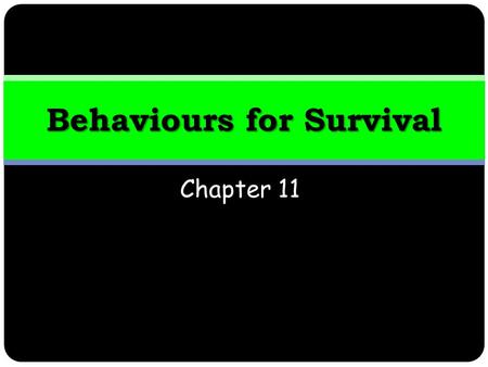 Chapter 11 Behaviours for Survival. Learning Outcomes By the end of this week you should be able to:  Describe innate behaviours in animals  Define.