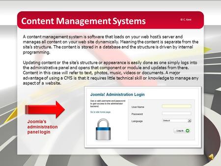 Content Management Systems A content management system is software that loads on your web host’s server and manages all content on your web site dynamically.