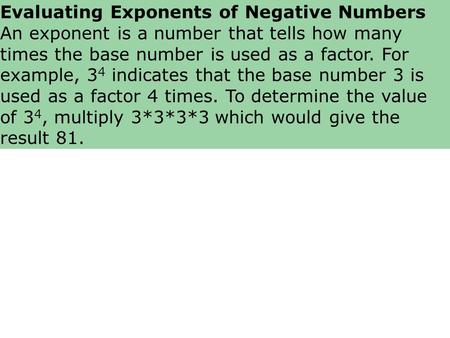 Evaluating Exponents of Negative Numbers