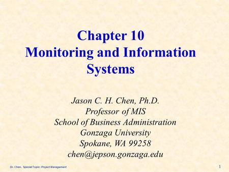 Chapter 10 Monitoring and Information Systems