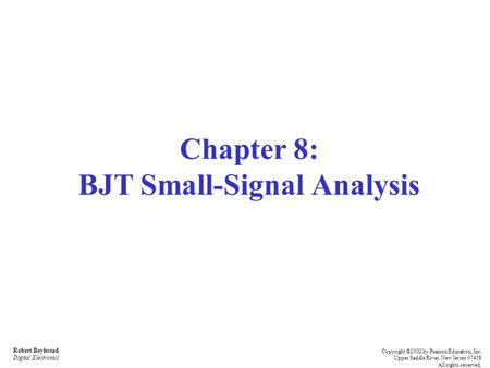 Chapter 8: BJT Small-Signal Analysis