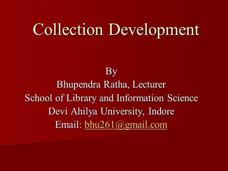 Collection Development