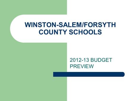 WINSTON-SALEM/FORSYTH COUNTY SCHOOLS 2012-13 BUDGET PREVIEW.