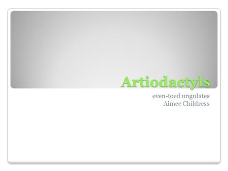 Artiodactyls even-toed ungulates Aimee Childress.