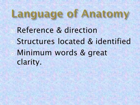 Language of Anatomy Reference & direction