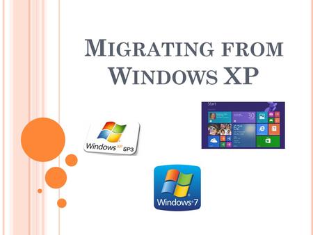 M IGRATING FROM W INDOWS XP. W HAT ’ S THE PROBLEM WITH XP? Microsoft is no longer providing security updates for XP after April 8, 2014 After this date,