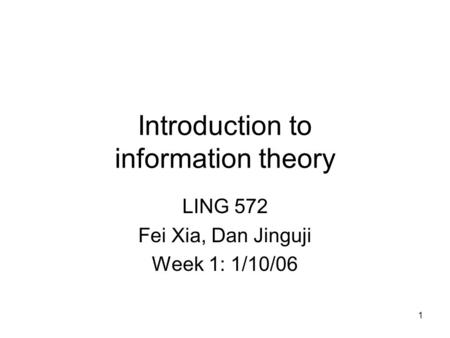 Introduction to information theory