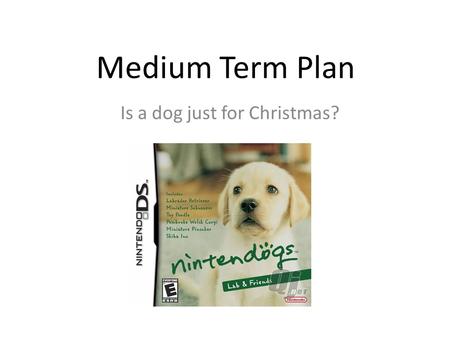Medium Term Plan Is a dog just for Christmas?. Week 1 LiteracyDiscussion- Speaking and listening Instructions To use for and against discussion skills.