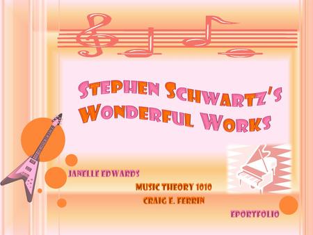 “ Everything comes together painstakingly to create a very beautiful story that transports you into a different world.” ~Stephen Schwartz Born in New.