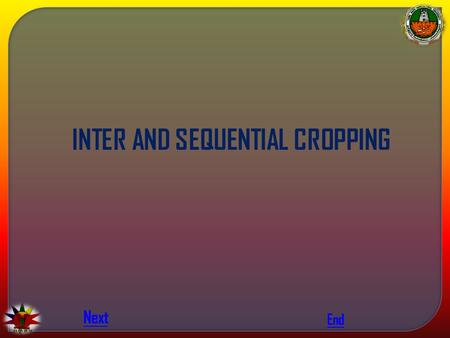 INTER AND SEQUENTIAL CROPPING Next End. Next PreviousEnd Cropping system: Short duration and wide flexibility is planting and harvesting time are potato’s.