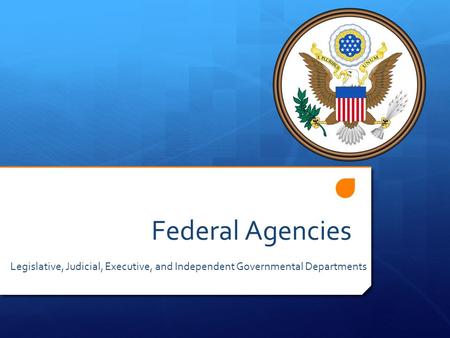 Federal Agencies Legislative, Judicial, Executive, and Independent Governmental Departments.