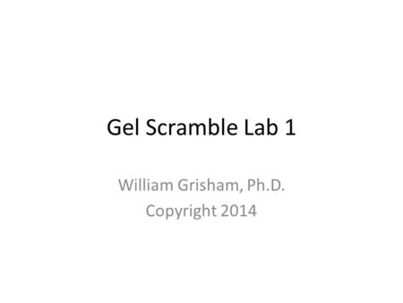 Gel Scramble Lab 1 William Grisham, Ph.D. Copyright 2014.