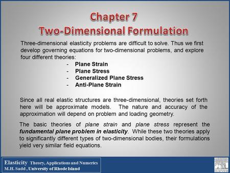 Chapter 7 Two-Dimensional Formulation
