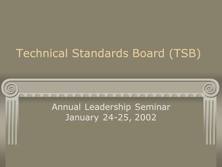 Technical Standards Board (TSB) Annual Leadership Seminar January 24-25, 2002.